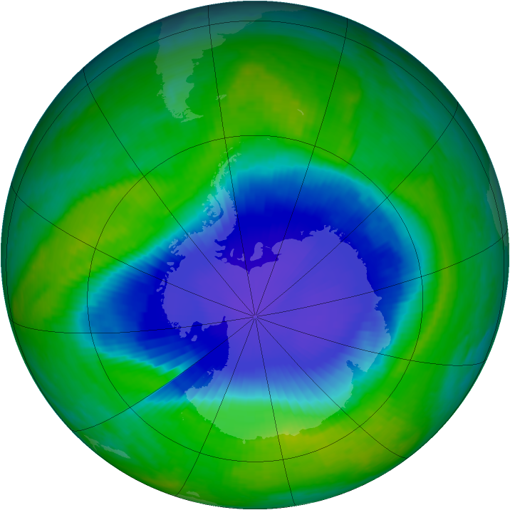 Antarctic ozone map for 29 November 1998